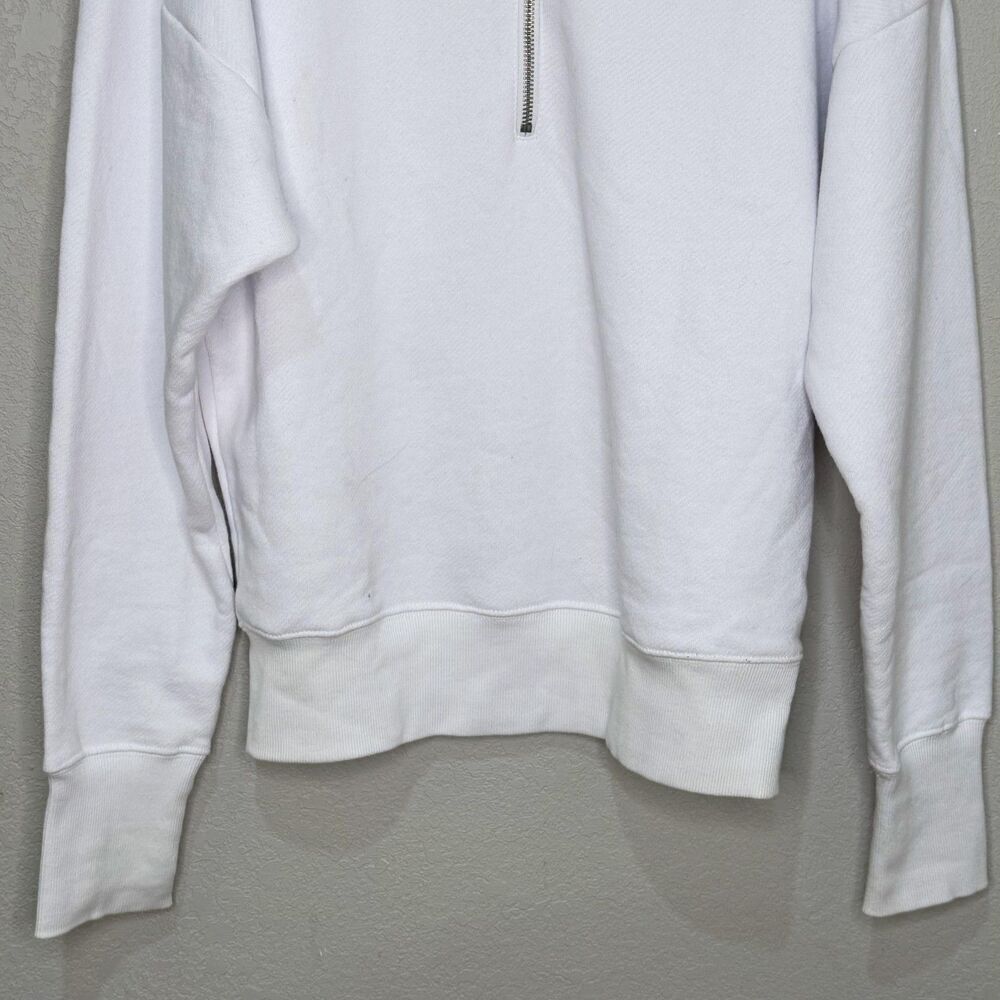 Marissa Webb Sweatshirt Womens Medium White 1/4 Zip Mock Neck Pullover Cotton - Picture 6 of 9